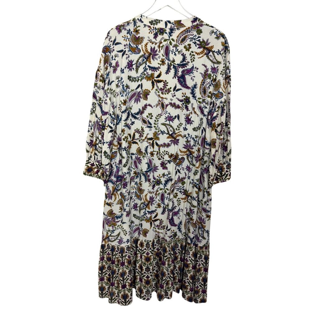 NWOT Sézane Boheme Ecru Arabesque Flower Midi Dress 100% Viscose Size 44 - Picture 10 of 16